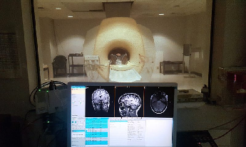CT scan machine and brain images